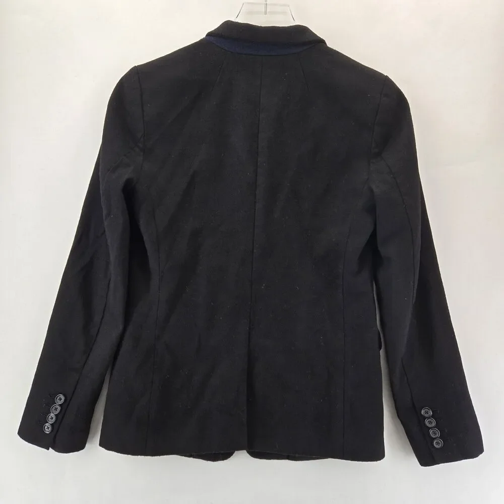 J Crew Wool Blazer Womens 2 Regent Black Single‎ Breasted One Button Academia